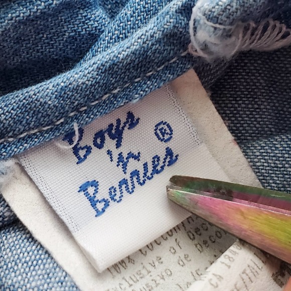 VTG Baby One Piece Outfit Denim Top with Plaid Pants Embroidered Bear Sz 3-6M - Picture 9 of 9